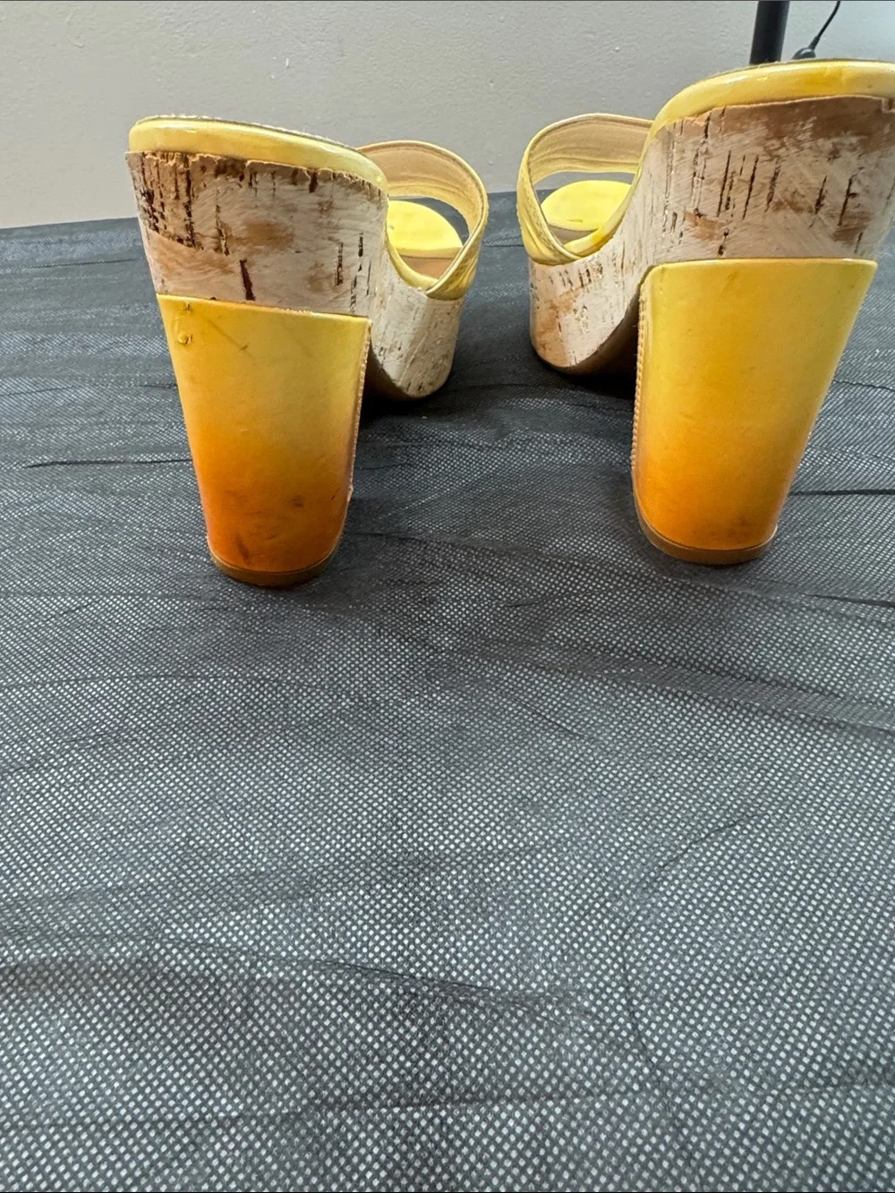 Prada Yellow to Orange Ombre Leather Platform Mules - Picture 6 of 6
